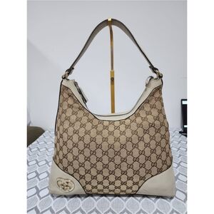 GUCCI Monogram Medium Lovely Heart Hobo Off White/Brown